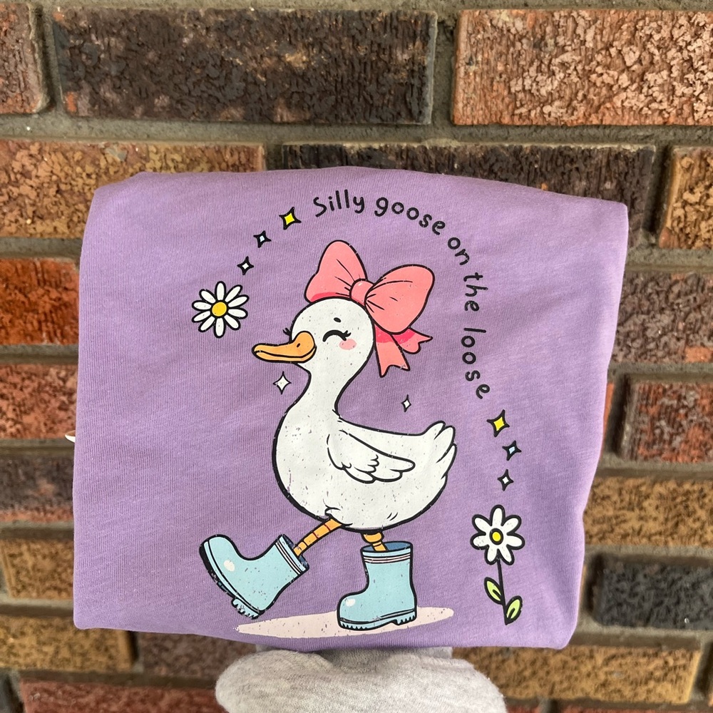 Rabbit Skins Purple Kids Tee with Goose Graphic